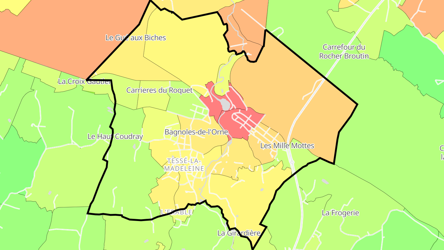 Carte des prix de l'immobilier Bagnoles-de-l'Orne