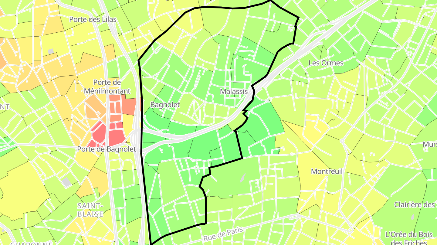Carte des prix de l'immobilier Bagnolet