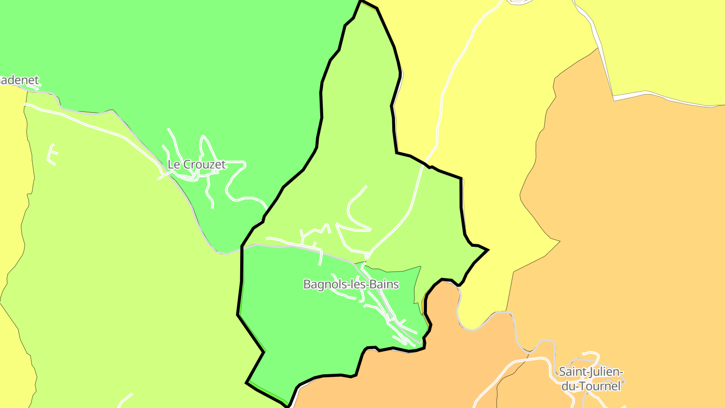 Carte des prix de l'immobilier Bagnols-les-Bains