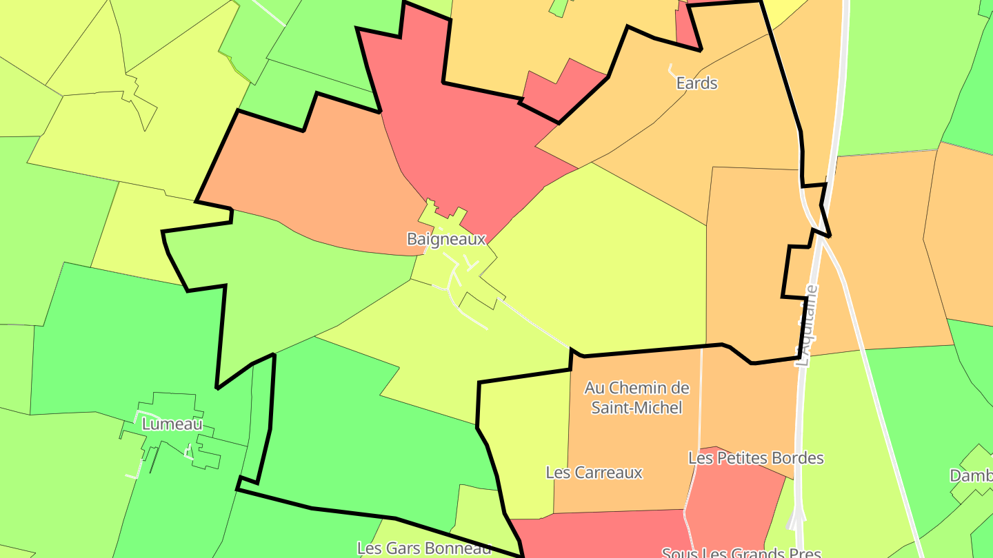 Carte des prix de l'immobilier Baigneaux