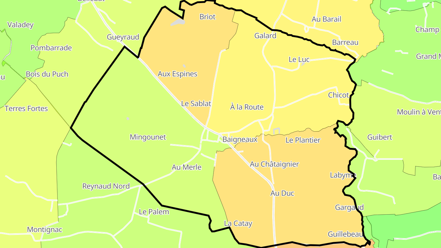 Carte des prix de l'immobilier Baigneaux