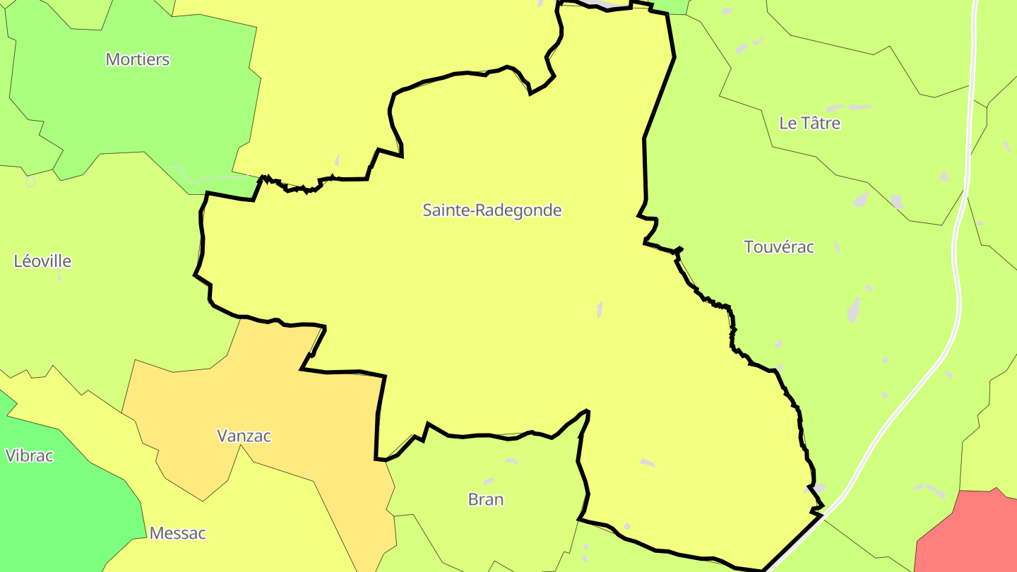 Carte des prix de l'immobilier Baignes-Sainte-Radegonde
