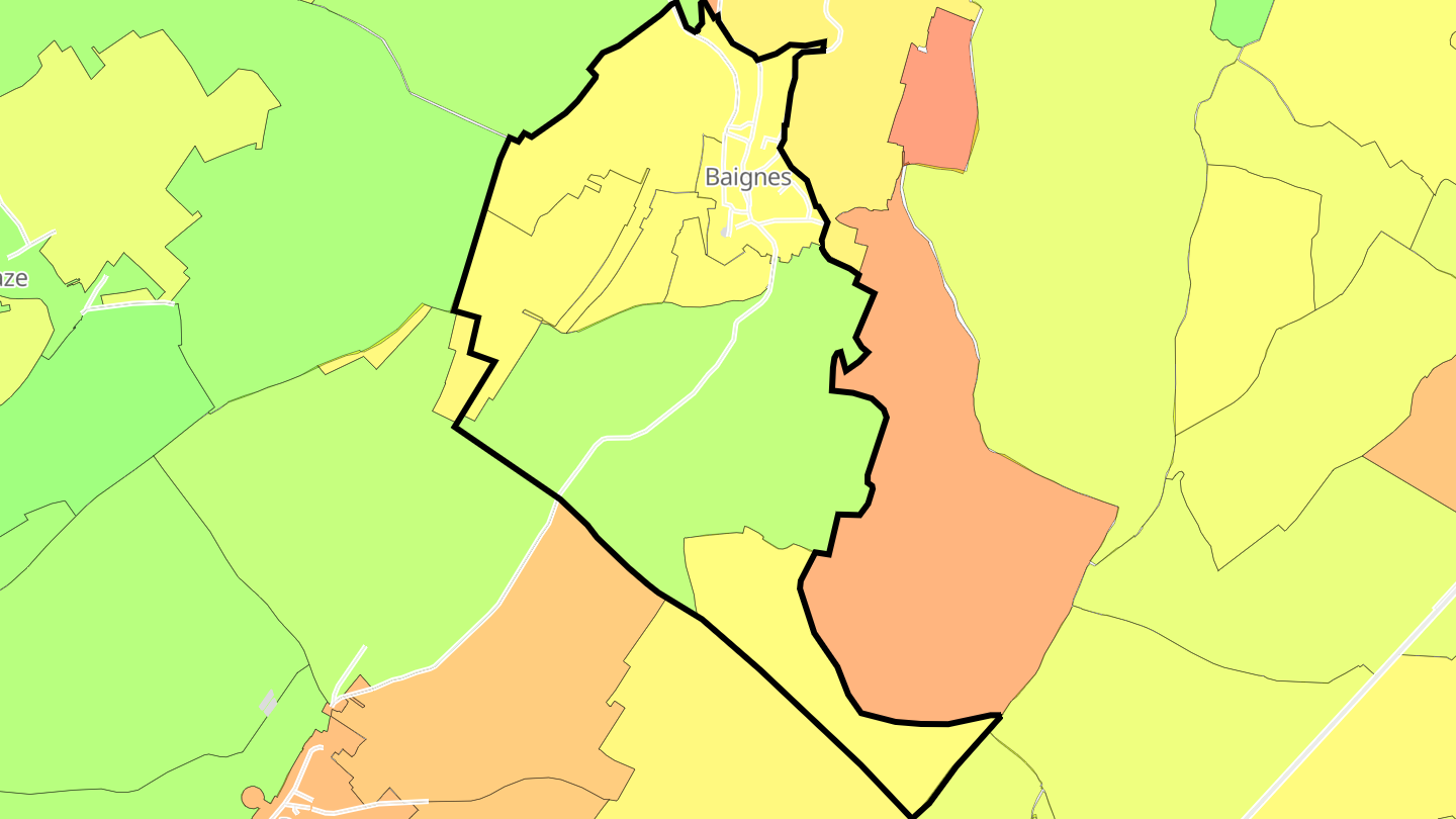 Carte des prix de l'immobilier Baignes