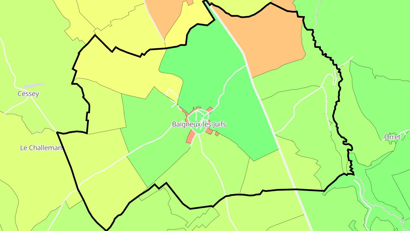 Carte des prix de l'immobilier Baigneux-les-Juifs