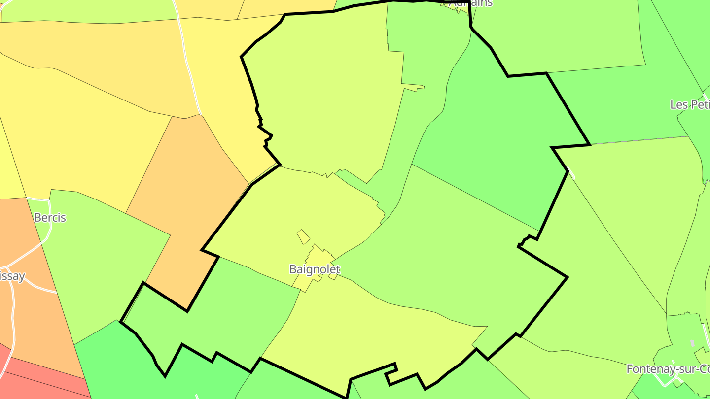 Carte des prix de l'immobilier Baignolet