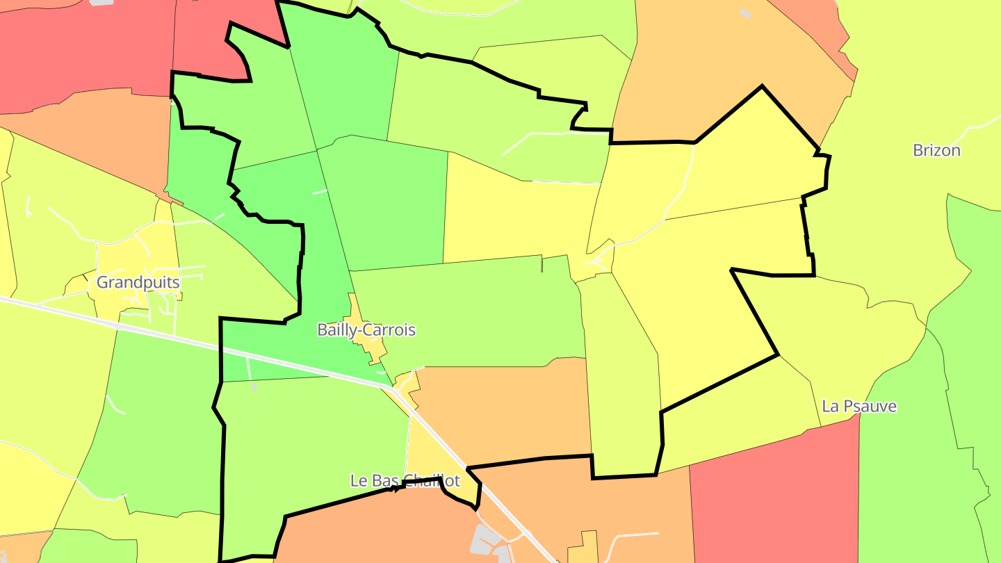Carte des prix de l'immobilier Bailly-Carrois