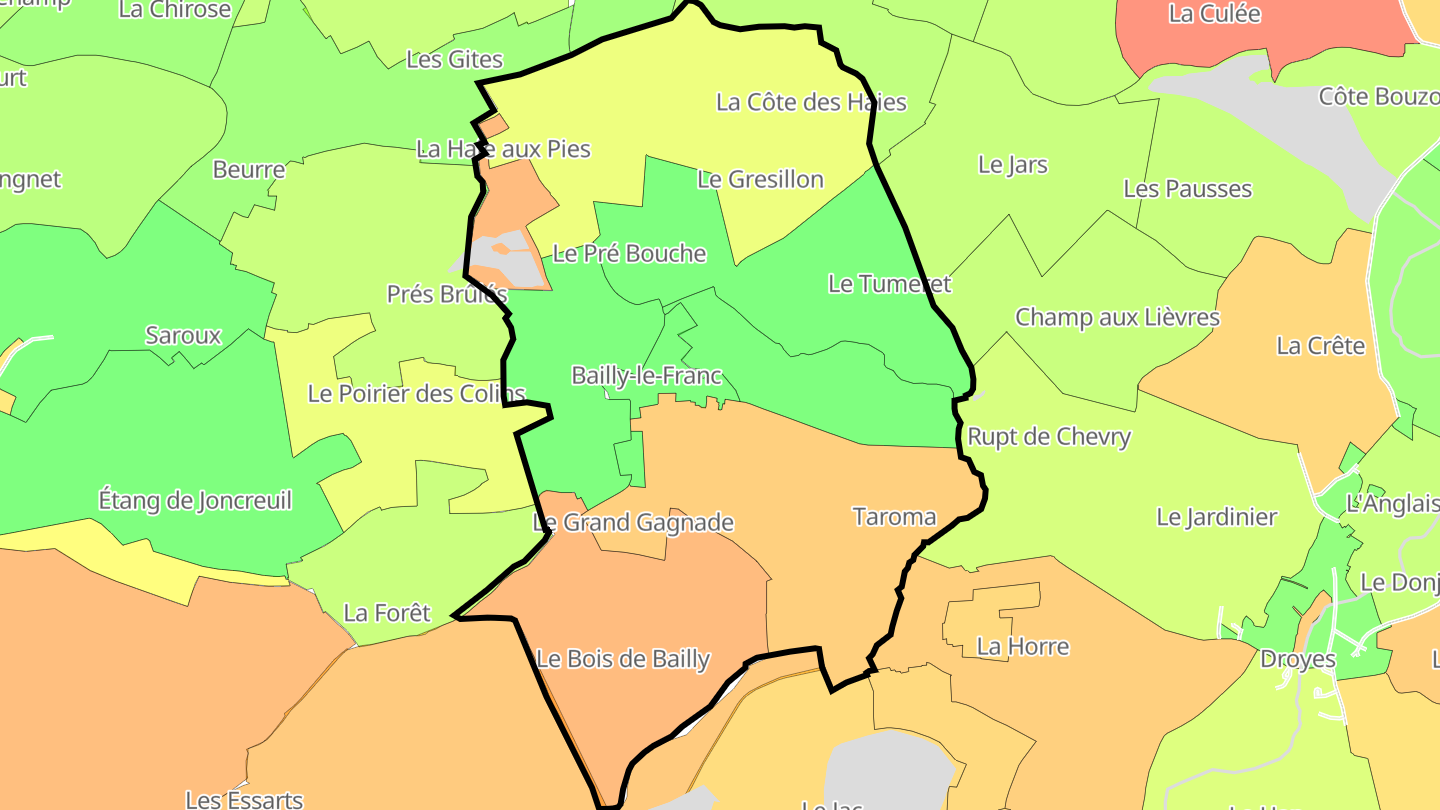 Carte des prix de l'immobilier Bailly-le-Franc