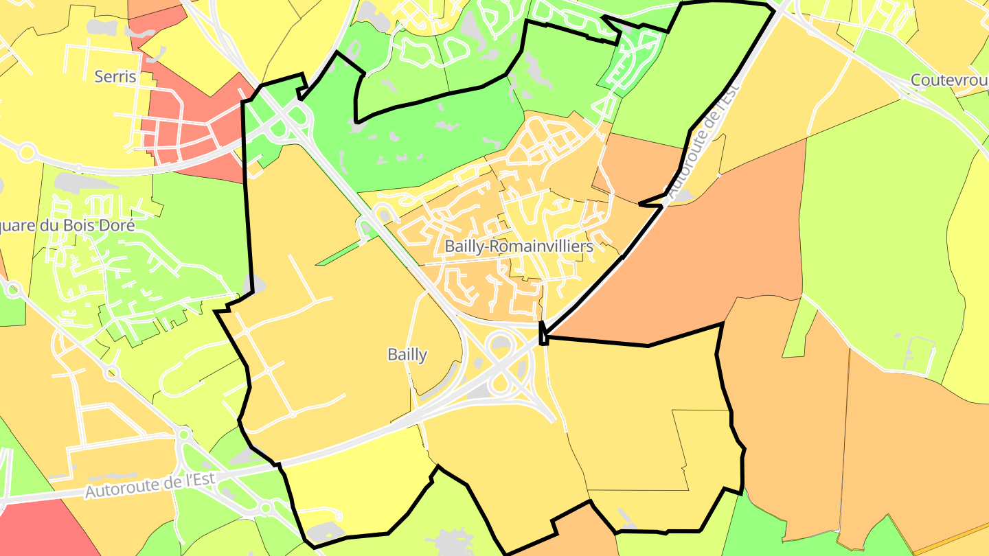 Carte des prix de l'immobilier Bailly-Romainvilliers