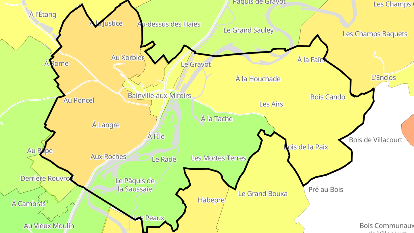 Carte des prix de l'immobilier Bainville-aux-Miroirs