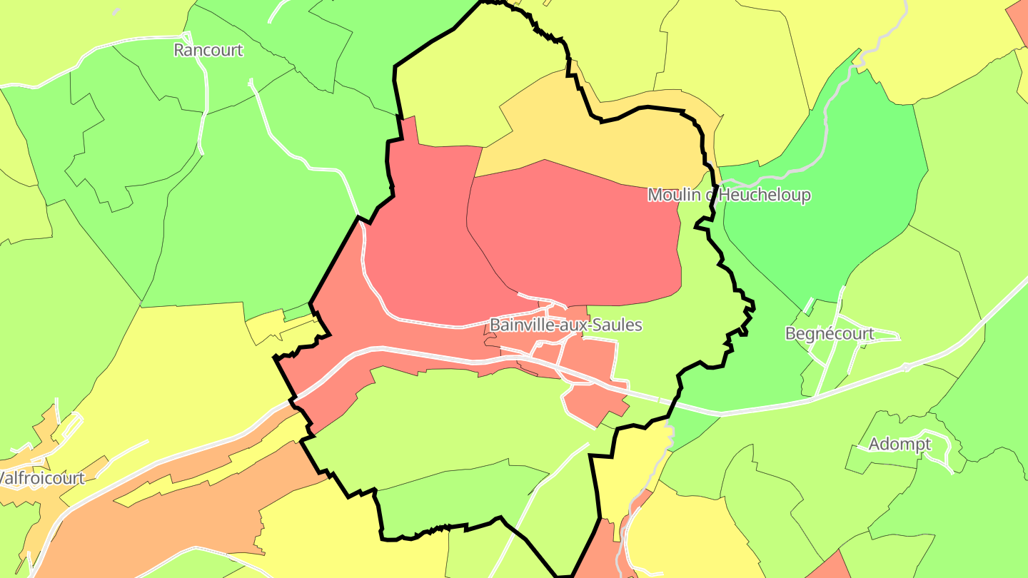 Carte des prix de l'immobilier Bainville-aux-Saules
