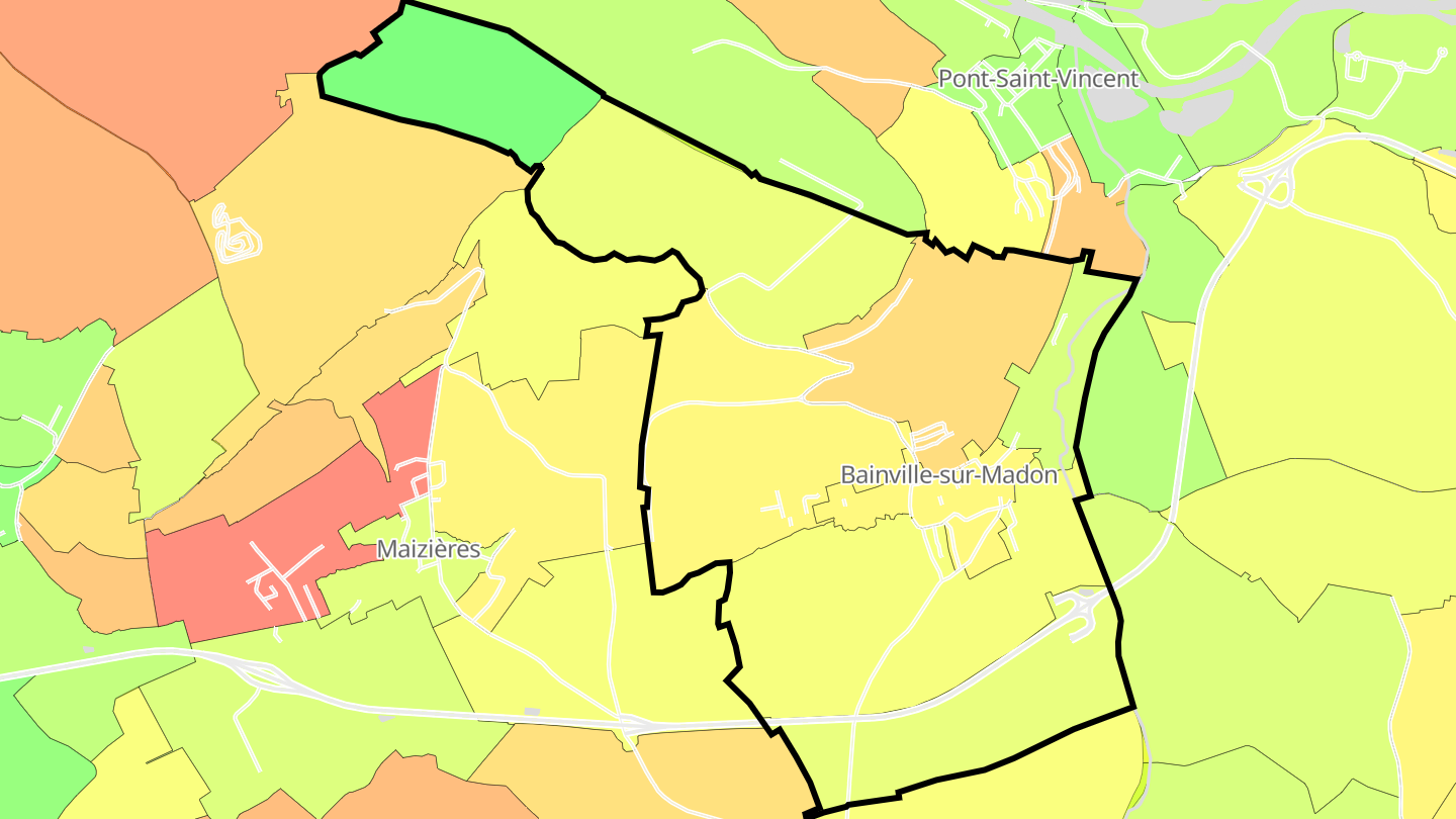 Carte des prix de l'immobilier Bainville-sur-Madon