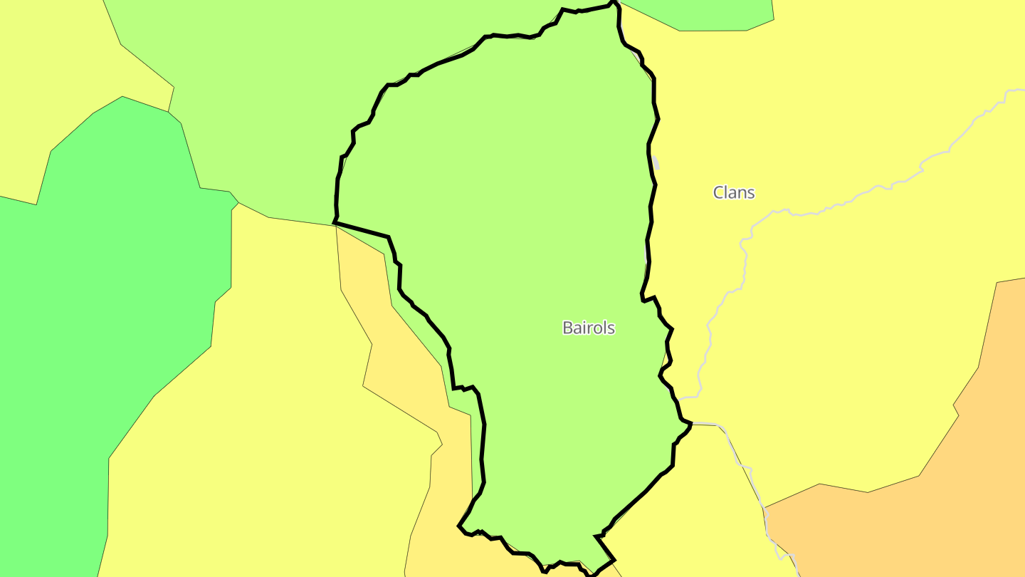 Carte des prix de l'immobilier Bairols