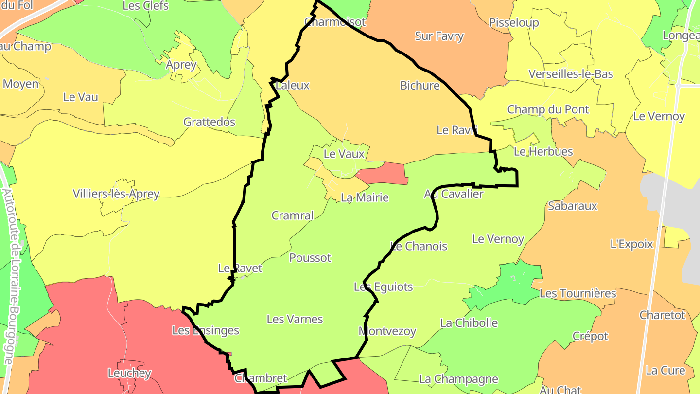 Carte des prix de l'immobilier Baissey
