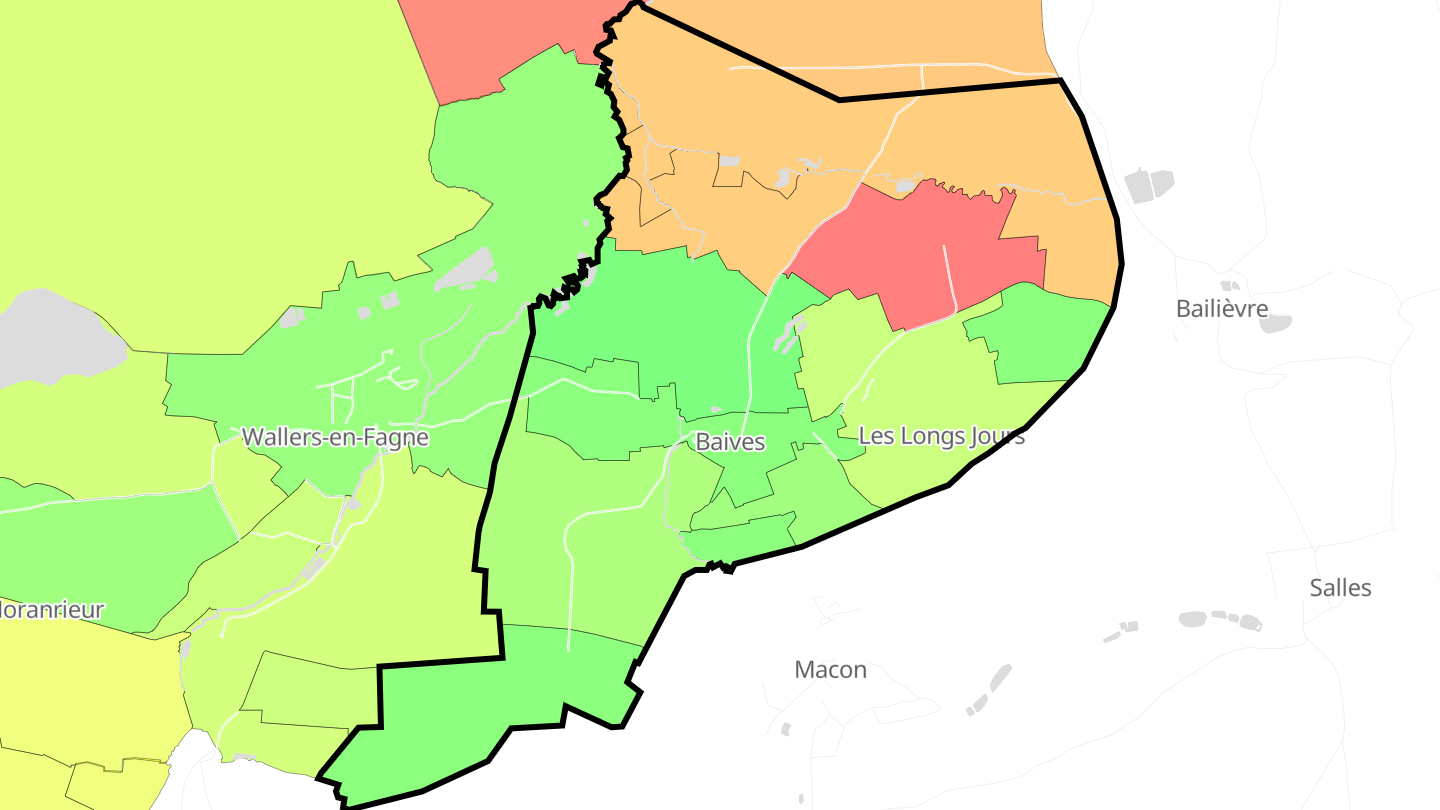Carte des prix de l'immobilier Baives