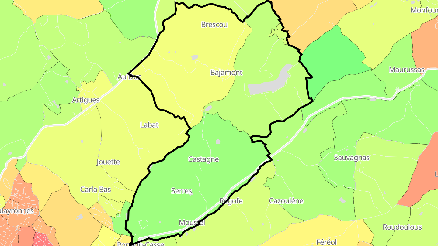 Carte des prix de l'immobilier Bajamont