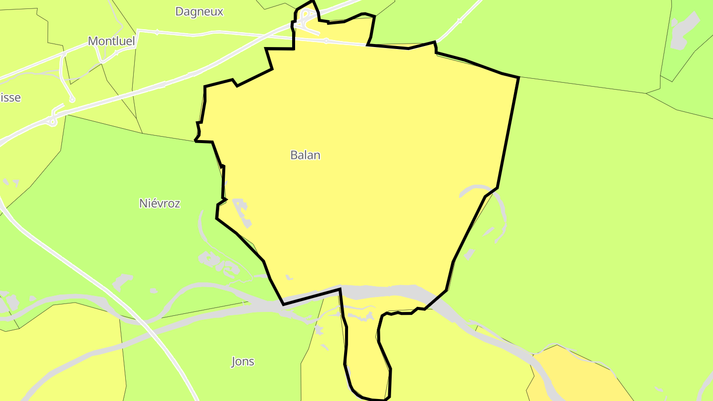Carte des prix de l'immobilier Balan