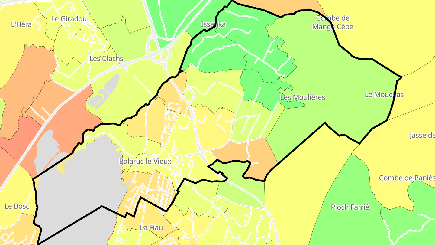 Carte des prix de l'immobilier Balaruc-le-Vieux