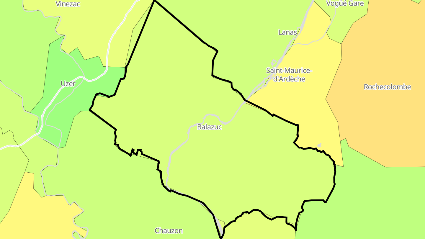 Carte des prix de l'immobilier Balazuc