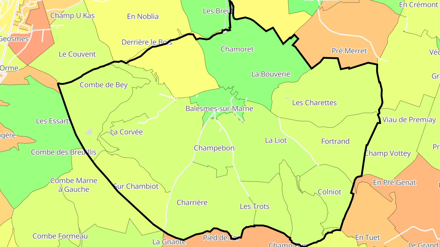 Carte des prix de l'immobilier Balesmes-sur-Marne