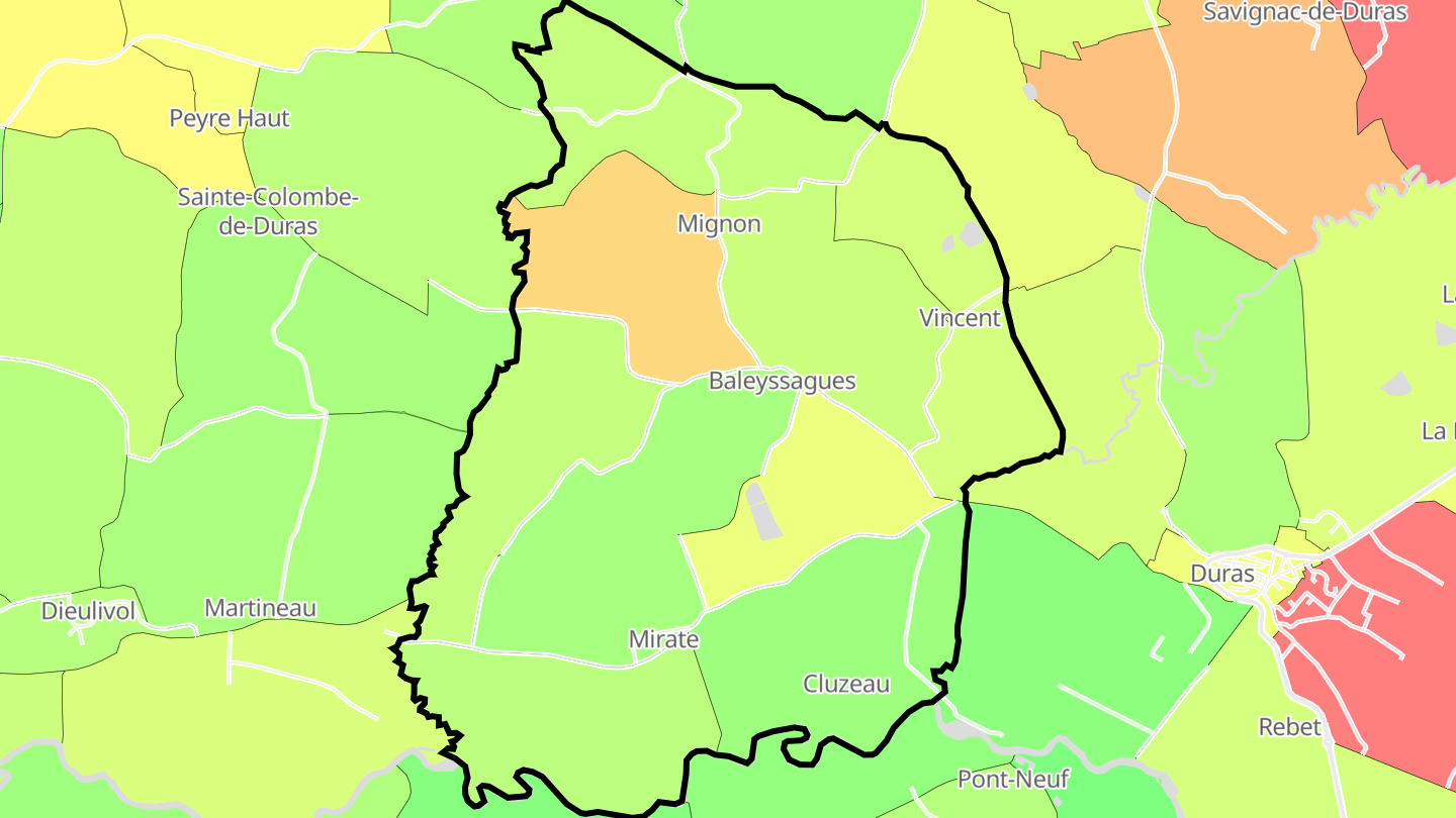 Carte des prix de l'immobilier Baleyssagues