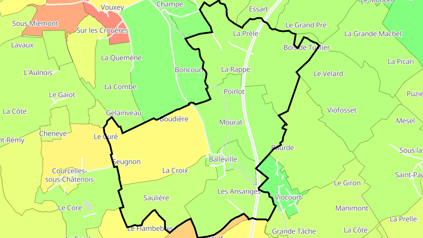 Carte des prix de l'immobilier Balléville