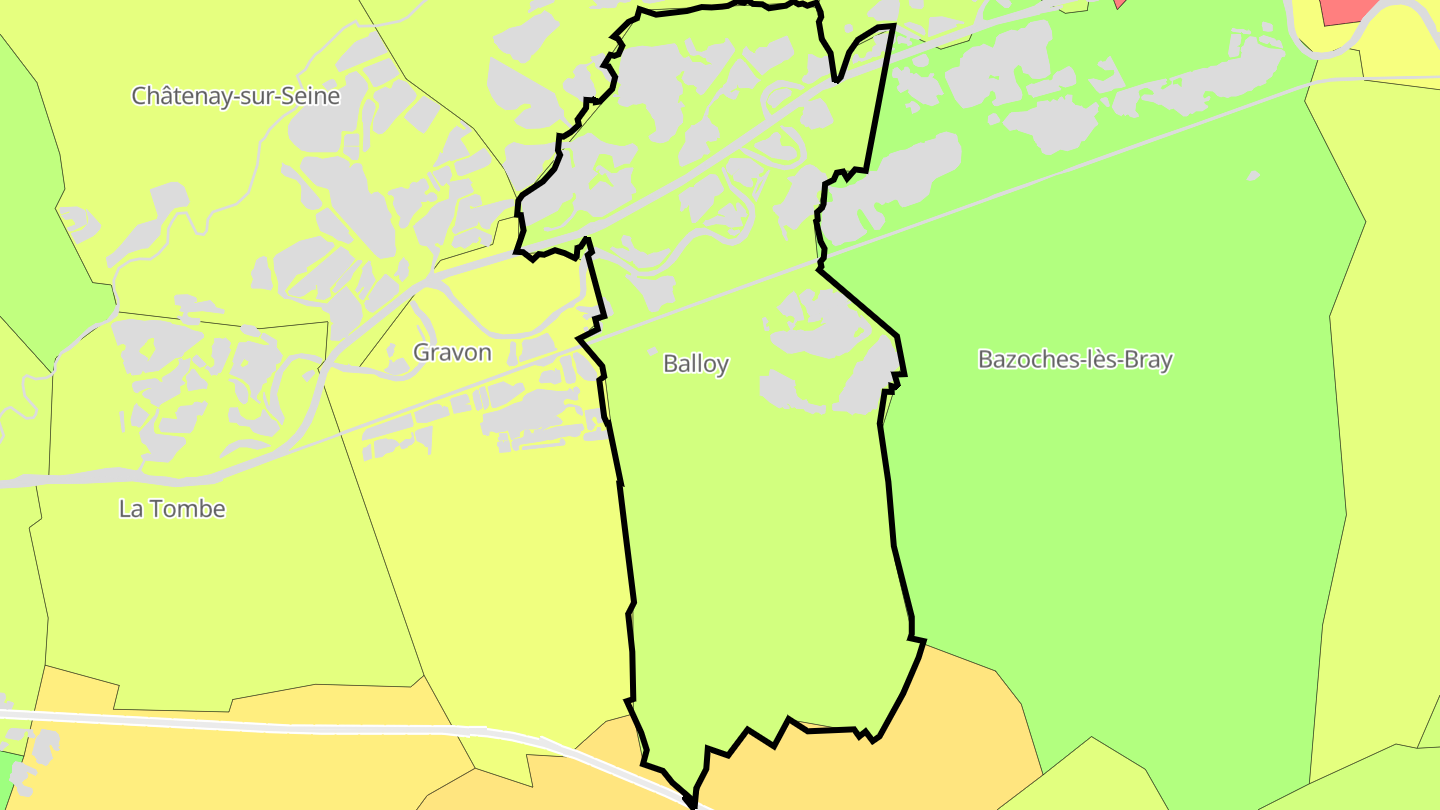 Carte des prix de l'immobilier Balloy