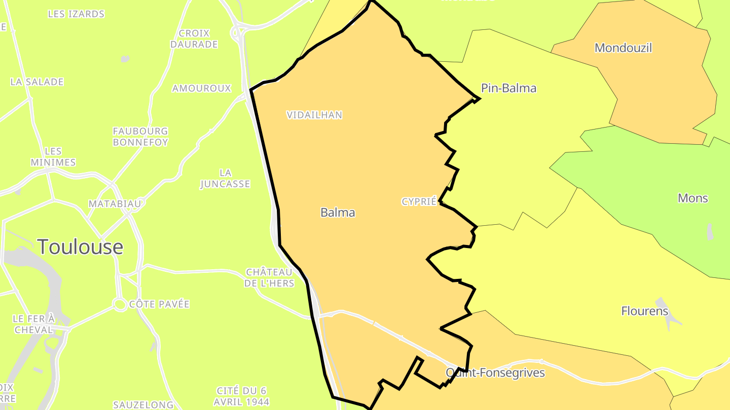 Carte des prix de l'immobilier Balma