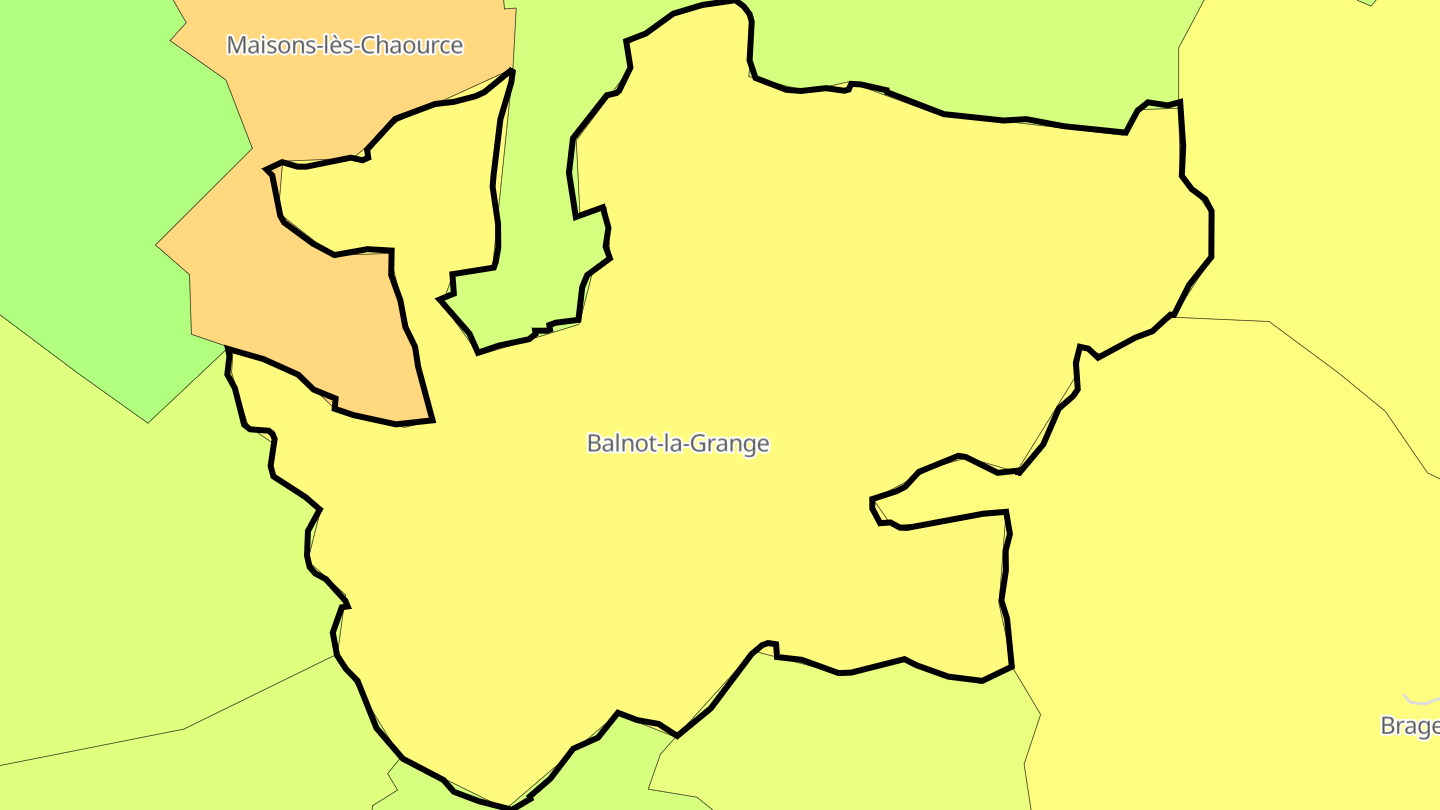 Carte des prix de l'immobilier Balnot-la-Grange