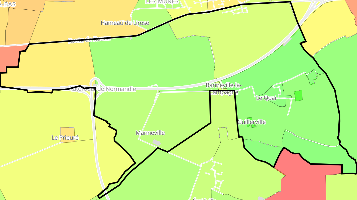 Carte des prix de l'immobilier Banneville-la-Campagne