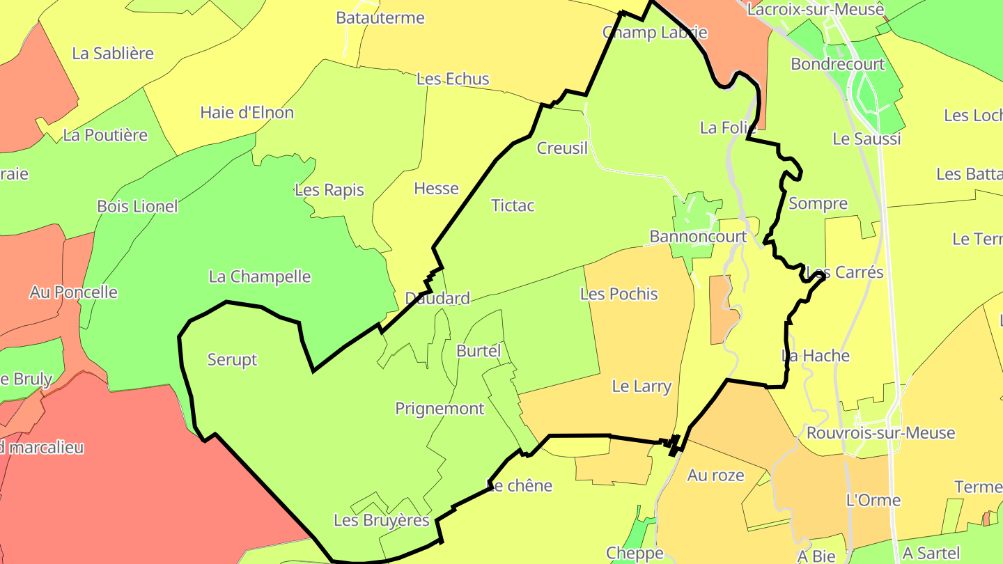 Carte des prix de l'immobilier Bannoncourt