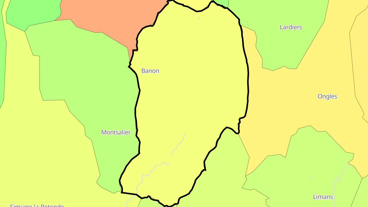 Carte des prix de l'immobilier Banon