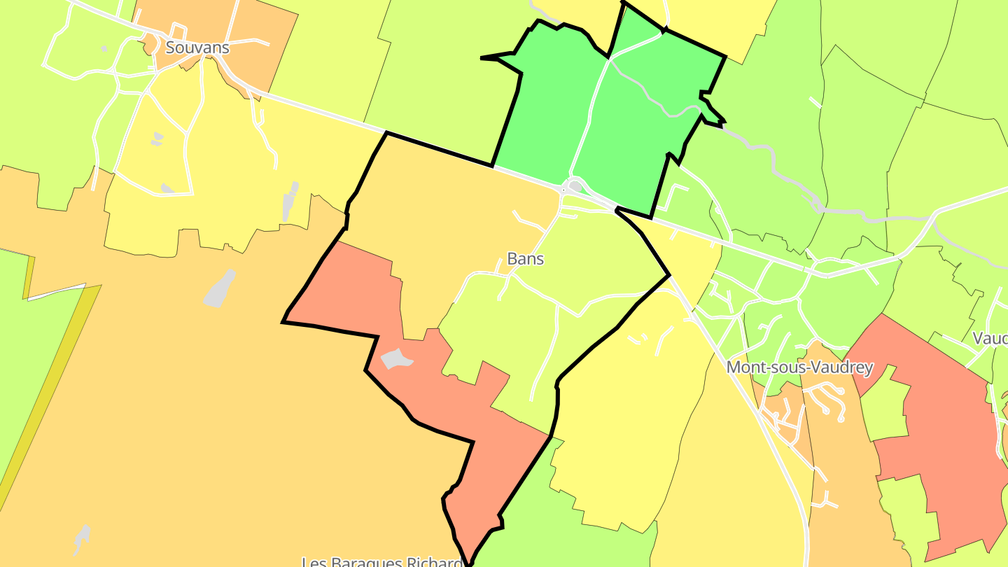 Carte des prix de l'immobilier Bans