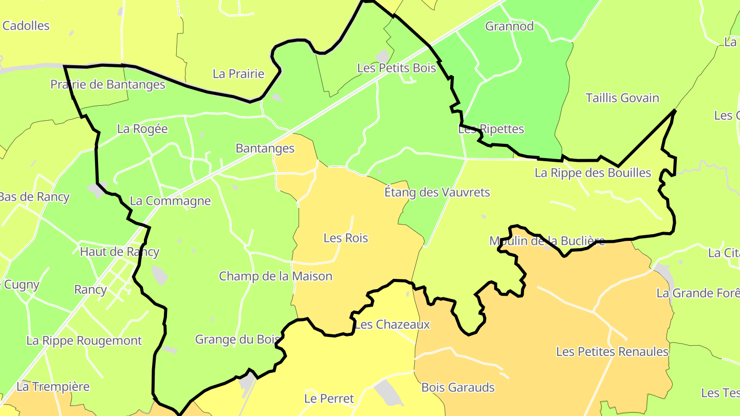 Carte des prix de l'immobilier Bantanges