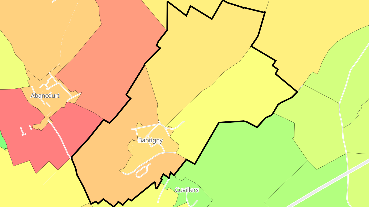 Carte des prix de l'immobilier Bantigny