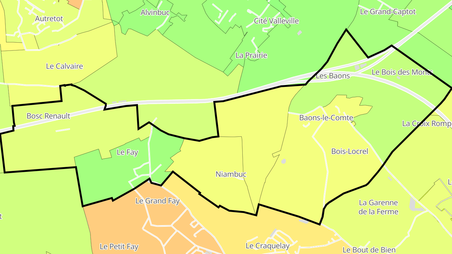 Carte des prix de l'immobilier Baons-le-Comte