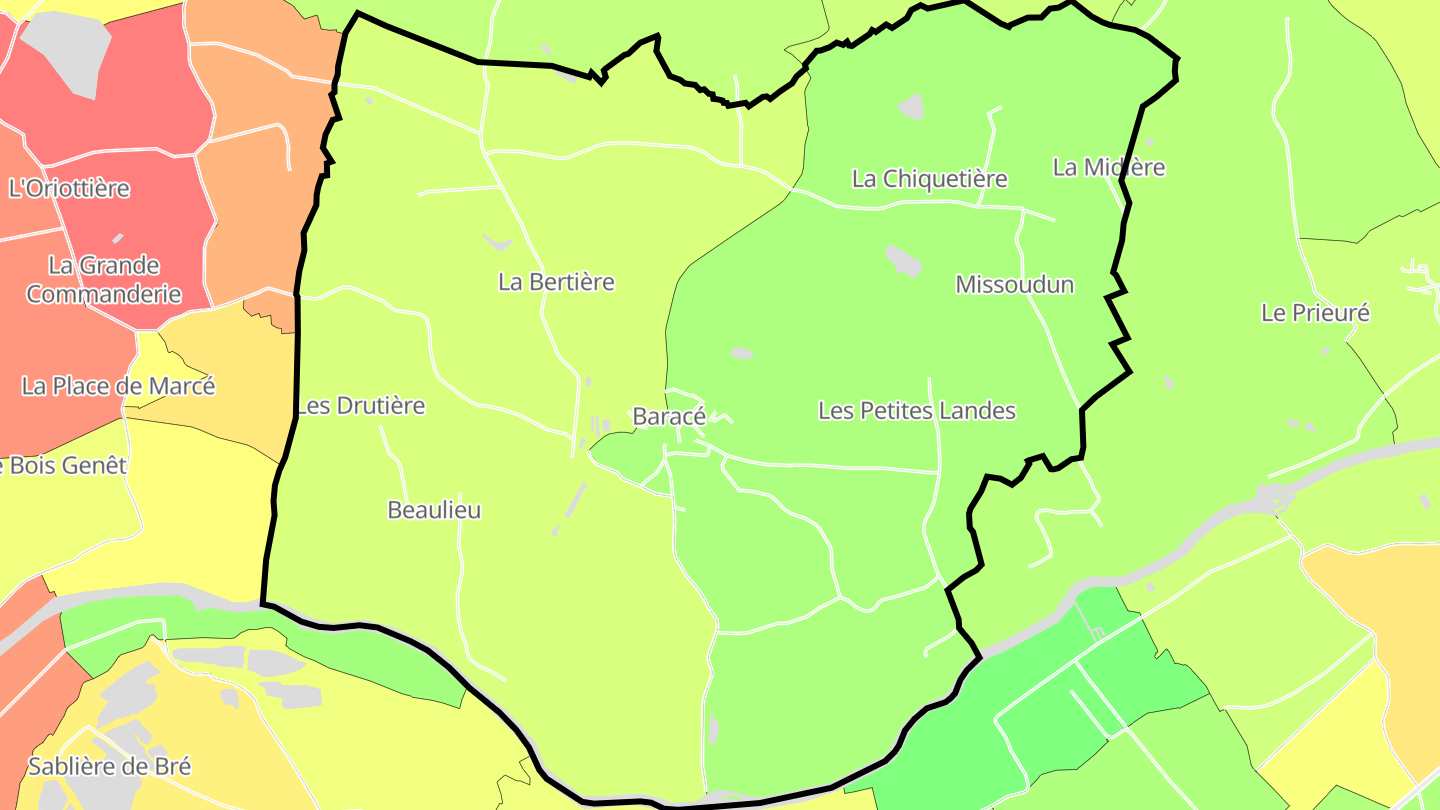 Carte des prix de l'immobilier Baracé