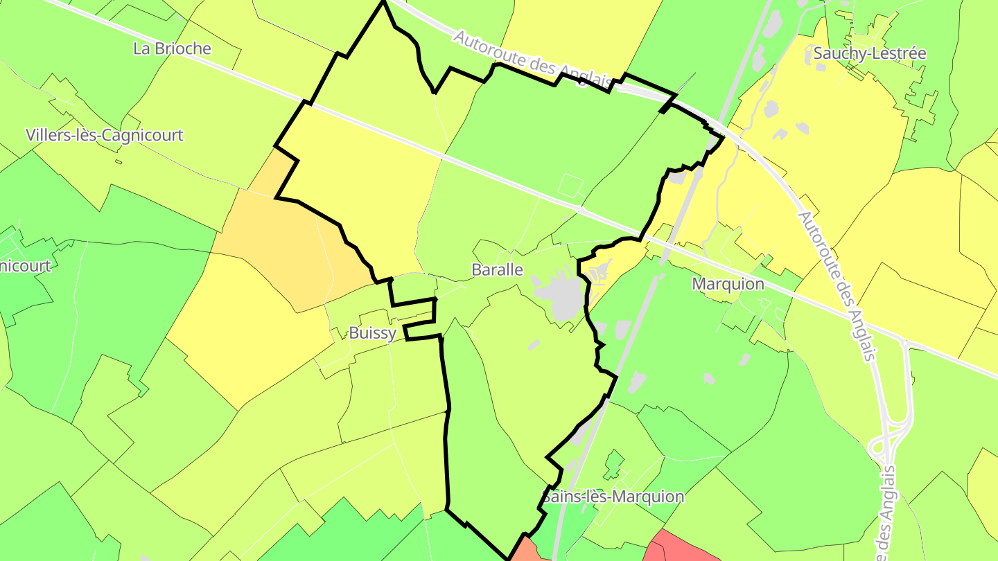 Carte des prix de l'immobilier Baralle