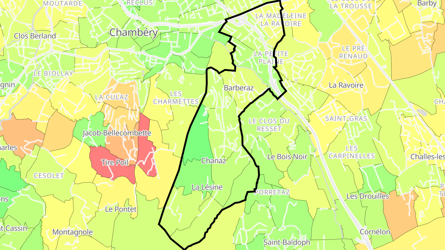 Carte des prix de l'immobilier Barberaz