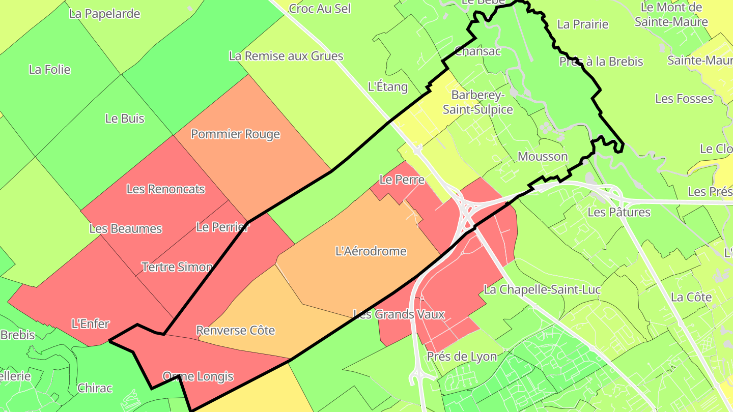 Carte des prix de l'immobilier Barberey-Saint-Sulpice