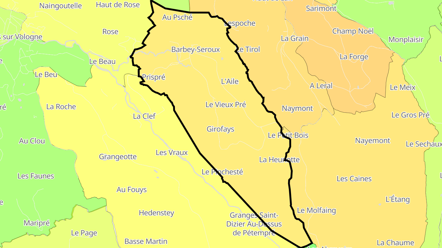 Carte des prix de l'immobilier Barbey-Seroux