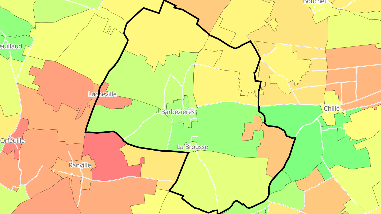 Carte des prix de l'immobilier Barbezières