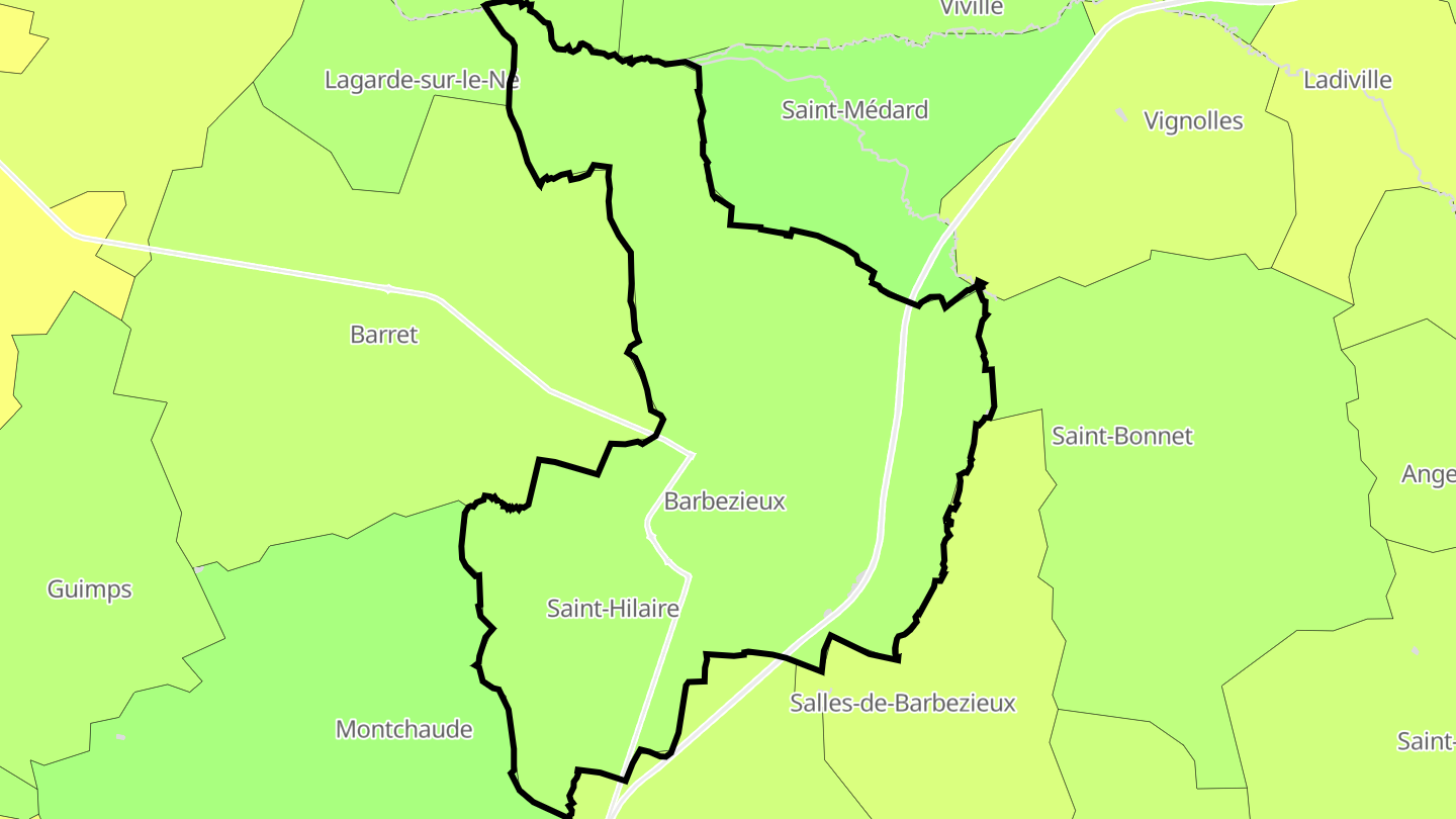 Carte des prix de l'immobilier Barbezieux-Saint-Hilaire