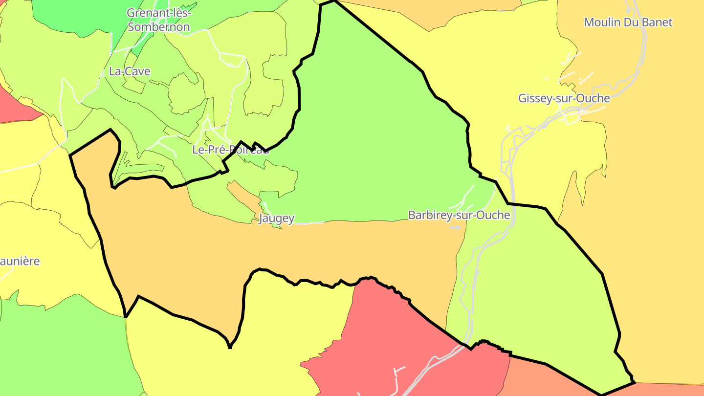 Carte des prix de l'immobilier Barbirey-sur-Ouche