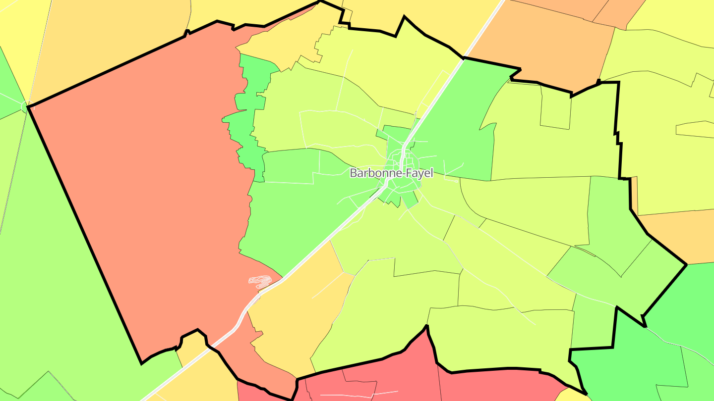 Carte des prix de l'immobilier Barbonne-Fayel