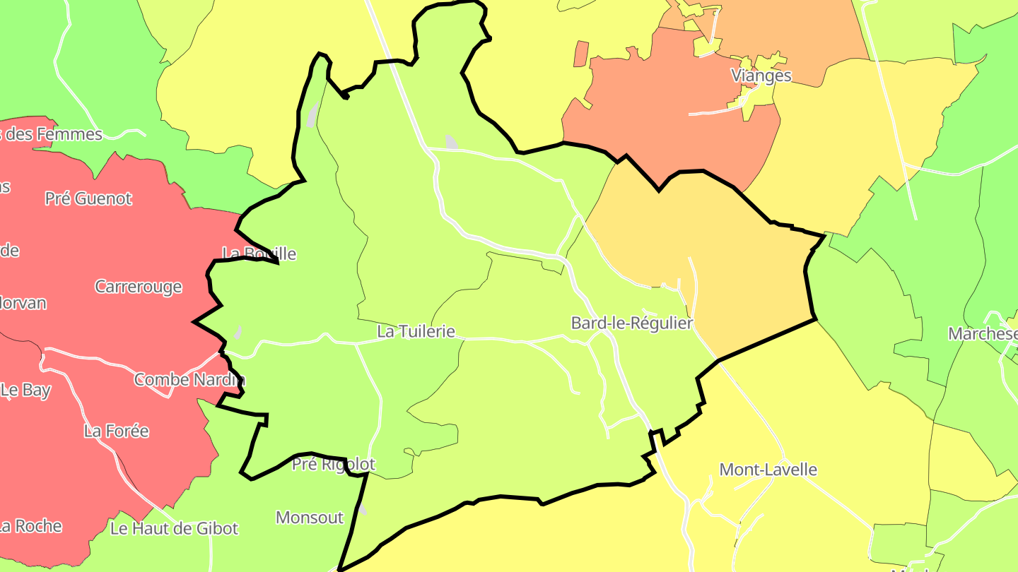 Carte des prix de l'immobilier Bard-le-Régulier