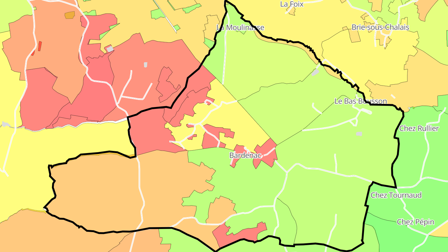 Carte des prix de l'immobilier Bardenac