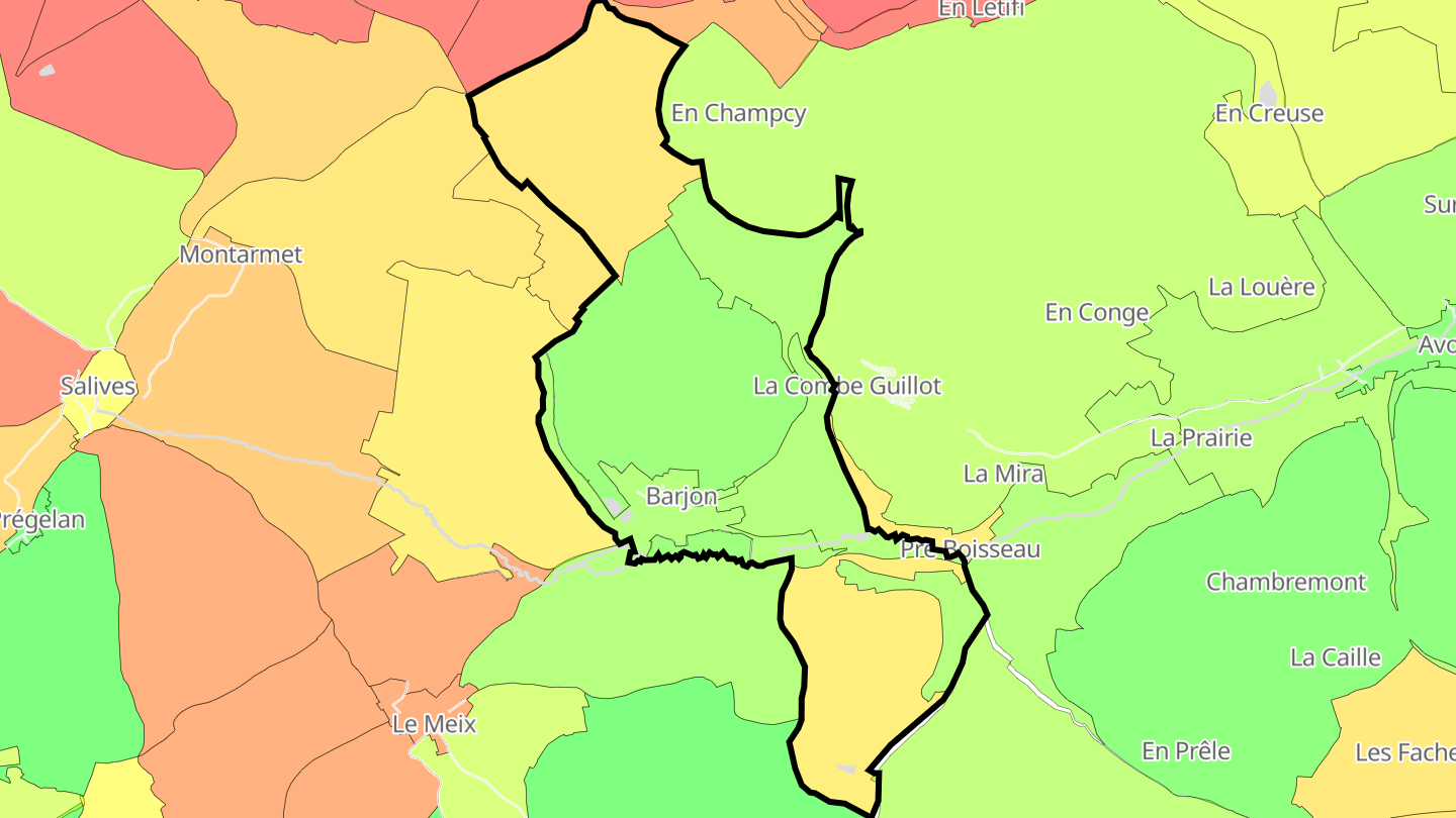 Carte des prix de l'immobilier Barjon