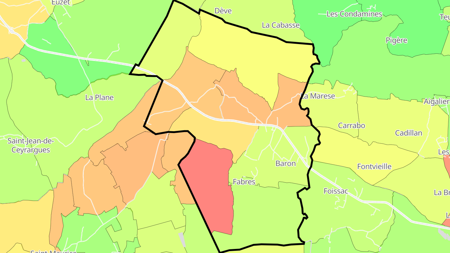 Carte des prix de l'immobilier Baron