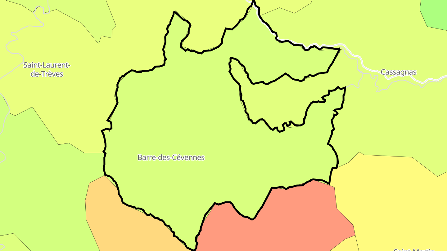 Carte des prix de l'immobilier Barre-des-Cévennes