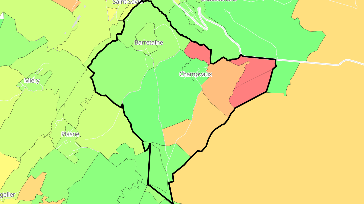Carte des prix de l'immobilier Barretaine